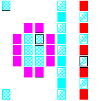 Level 6 brick field with its spawn cells outlined