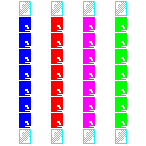 Level 10 brick field with its spawn cells outlined