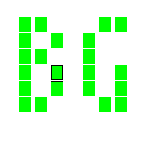 Level 18 brick field with its spawn cells outlined