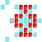 Level 21 brick field with its spawn cells outlined