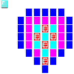 Level 24 brick field with its spawn cells outlined