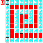 Level 26 brick field with its spawn cells outlined