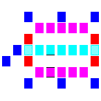 Level 30 brick field with its spawn cells outlined