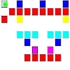 Level 43 brick field with its spawn cells outlined