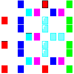 Level 44 brick field with its spawn cells outlined