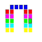Level 62 brick field with its spawn cells outlined