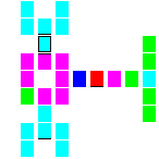 Level 68 brick field with its spawn cells outlined