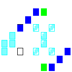 Level 74 brick field with its spawn cells outlined