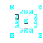 Level 80 brick field with its spawn cells outlined
