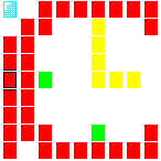 Level 93 brick field with its spawn cells outlined