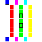 Level 98 brick field with its spawn cells outlined