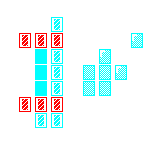 Level 8 brick field with its spawn cells outlined