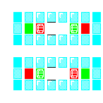 Level 43 brick field with its spawn cells outlined