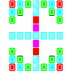Level 50 brick field with its spawn cells outlined