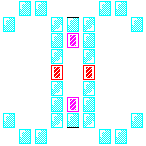 Level 59 brick field with its spawn cells outlined
