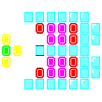 Level 72 brick field with its spawn cells outlined