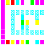 Level 75 brick field with its spawn cells outlined