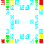 Level 93 brick field with its spawn cells outlined