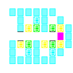 Level 95 brick field with its spawn cells outlined