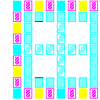 Level 97 brick field with its spawn cells outlined